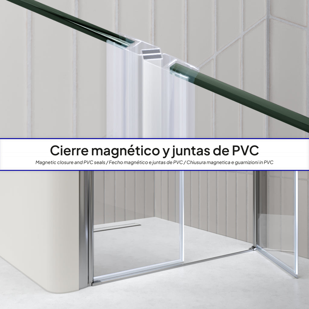 LIMA - Frontal de duche em vidro temperado transparente de 6 mm e portas batentes