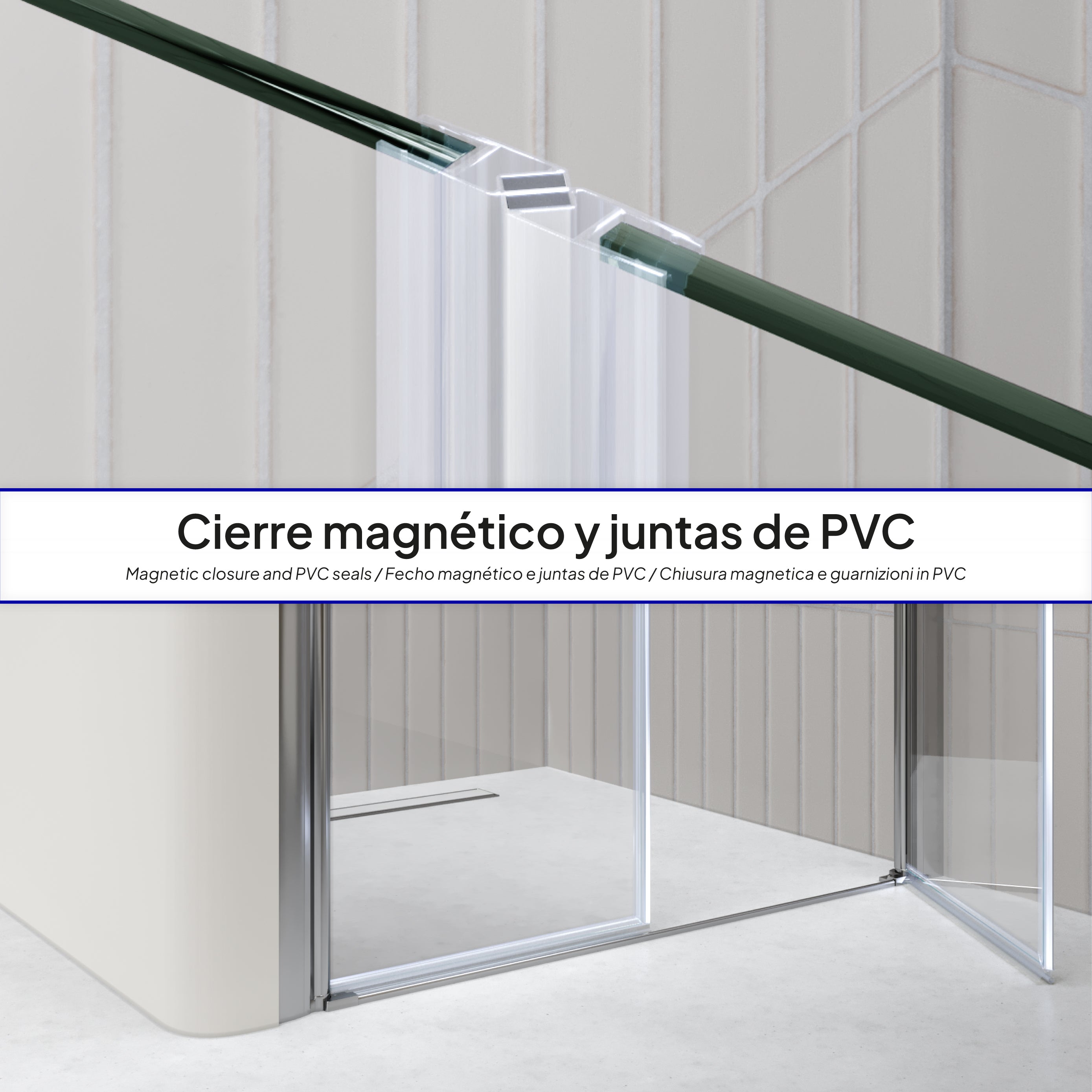 LIMA - Frontal de duche em vidro temperado transparente de 6 mm e portas batentes