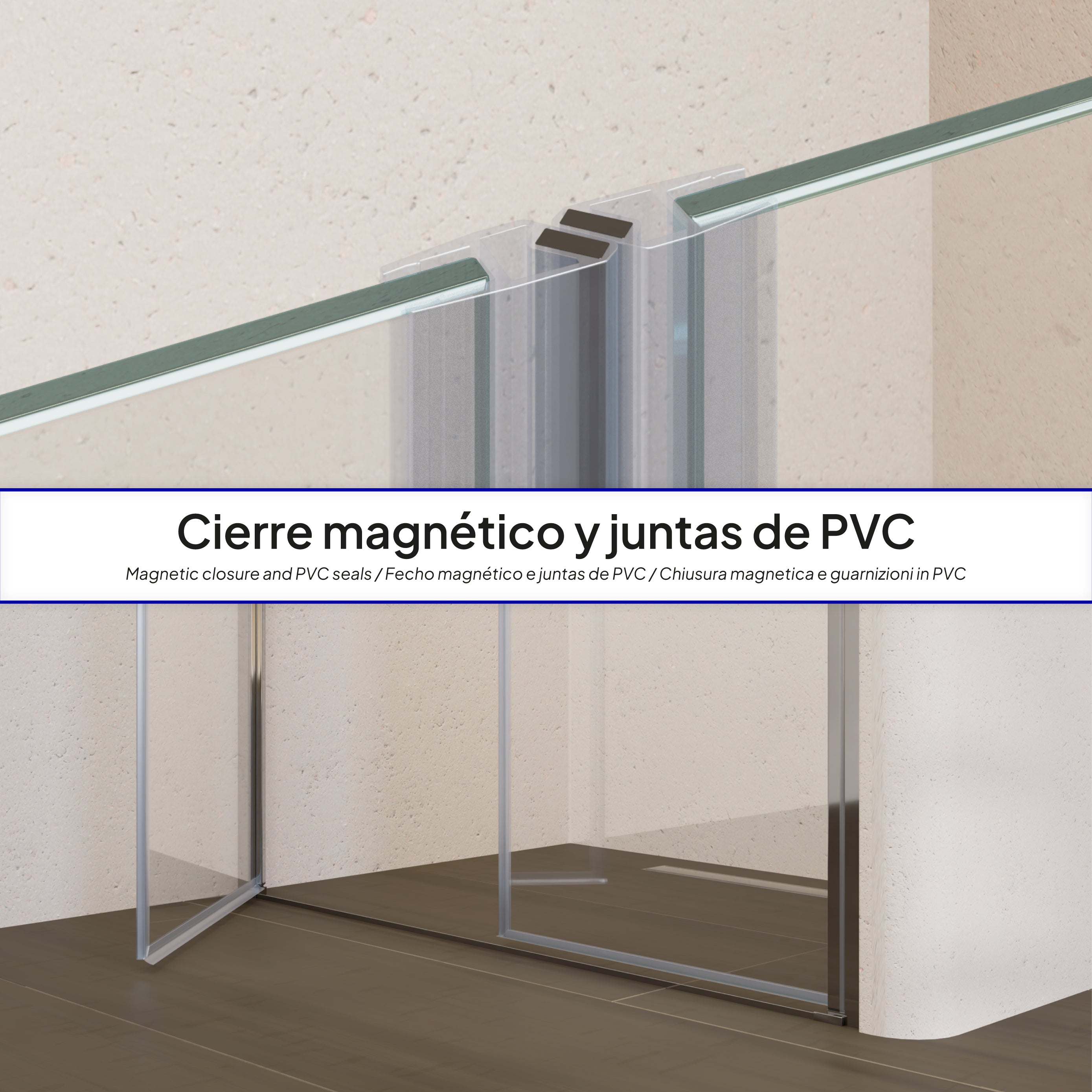 STELLA - Porta de duche com portas batentes em vidro temperado