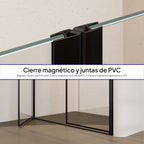 STELLA - Porta de duche com portas batentes em vidro temperado e perfis pretos