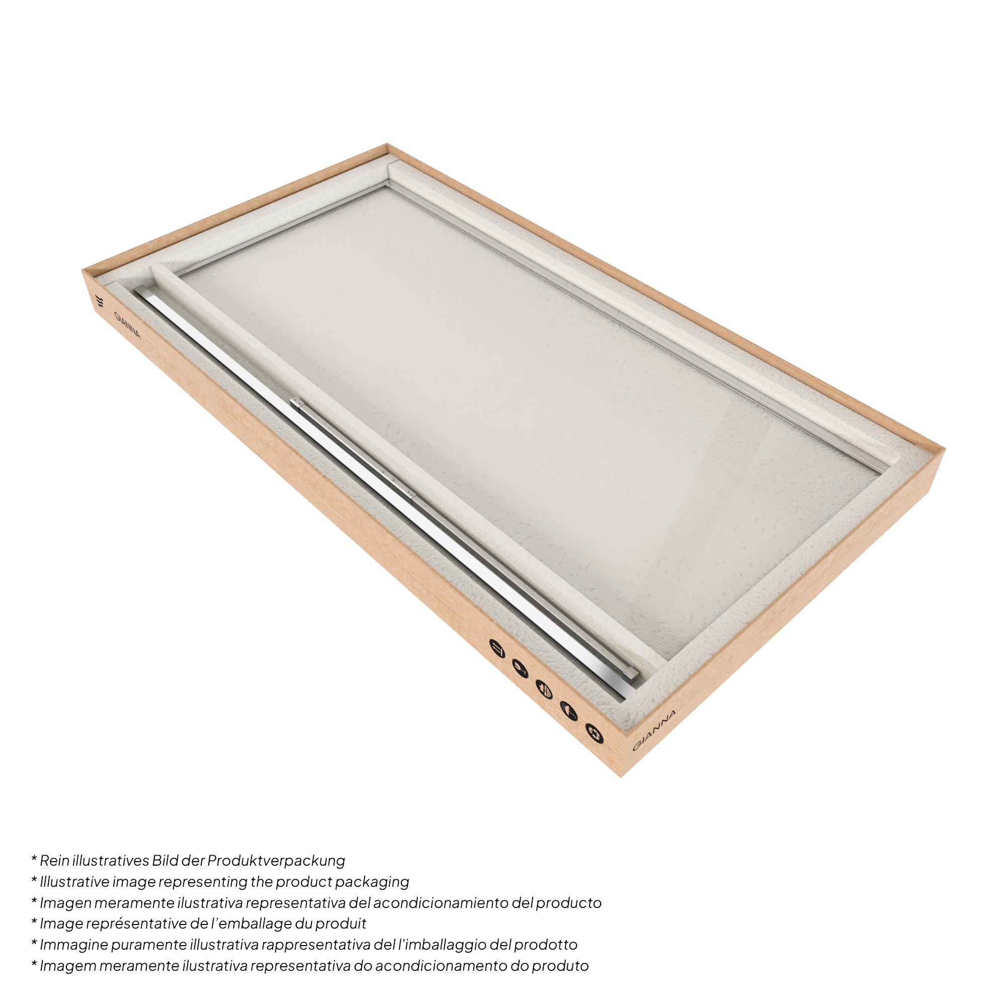 GIANNA - Painel de Duche Walk-In em Vidro Temperado com Perfil Cromado e Barra Estabilizadora