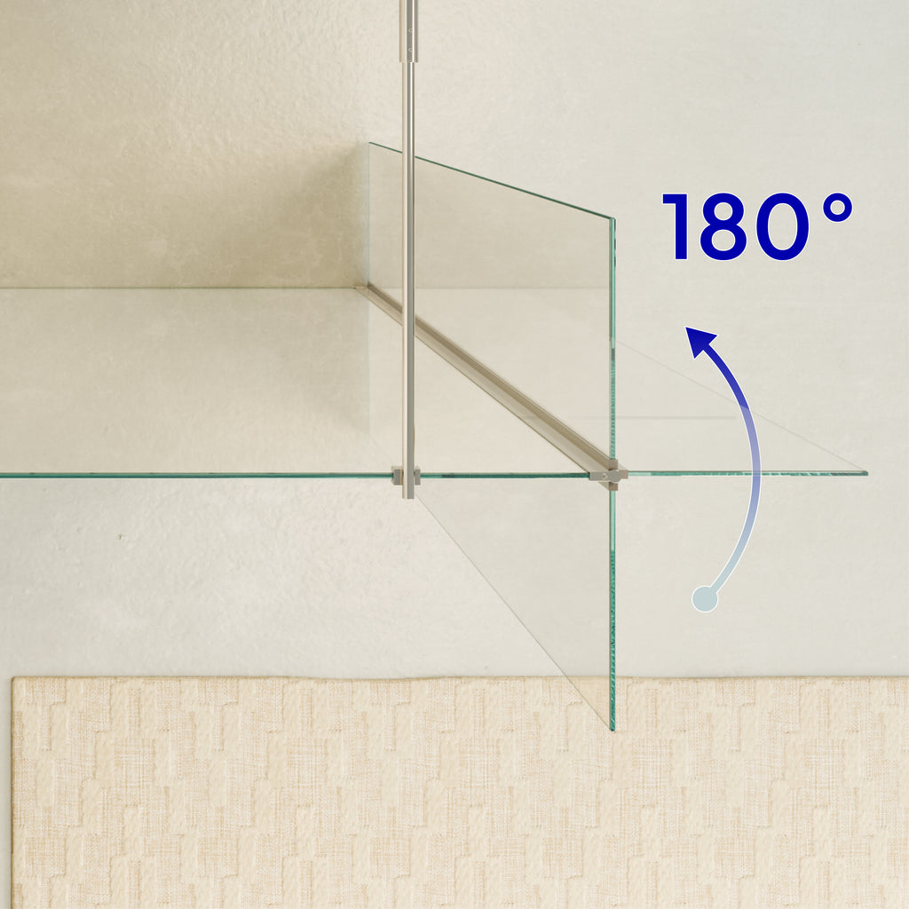 FIONA - Painel de Duche Walk-In com Painel Lateral Giratório 40 cm em Vidro Transparente 10mm com Perfil e Barra Estabilizadora Cromado