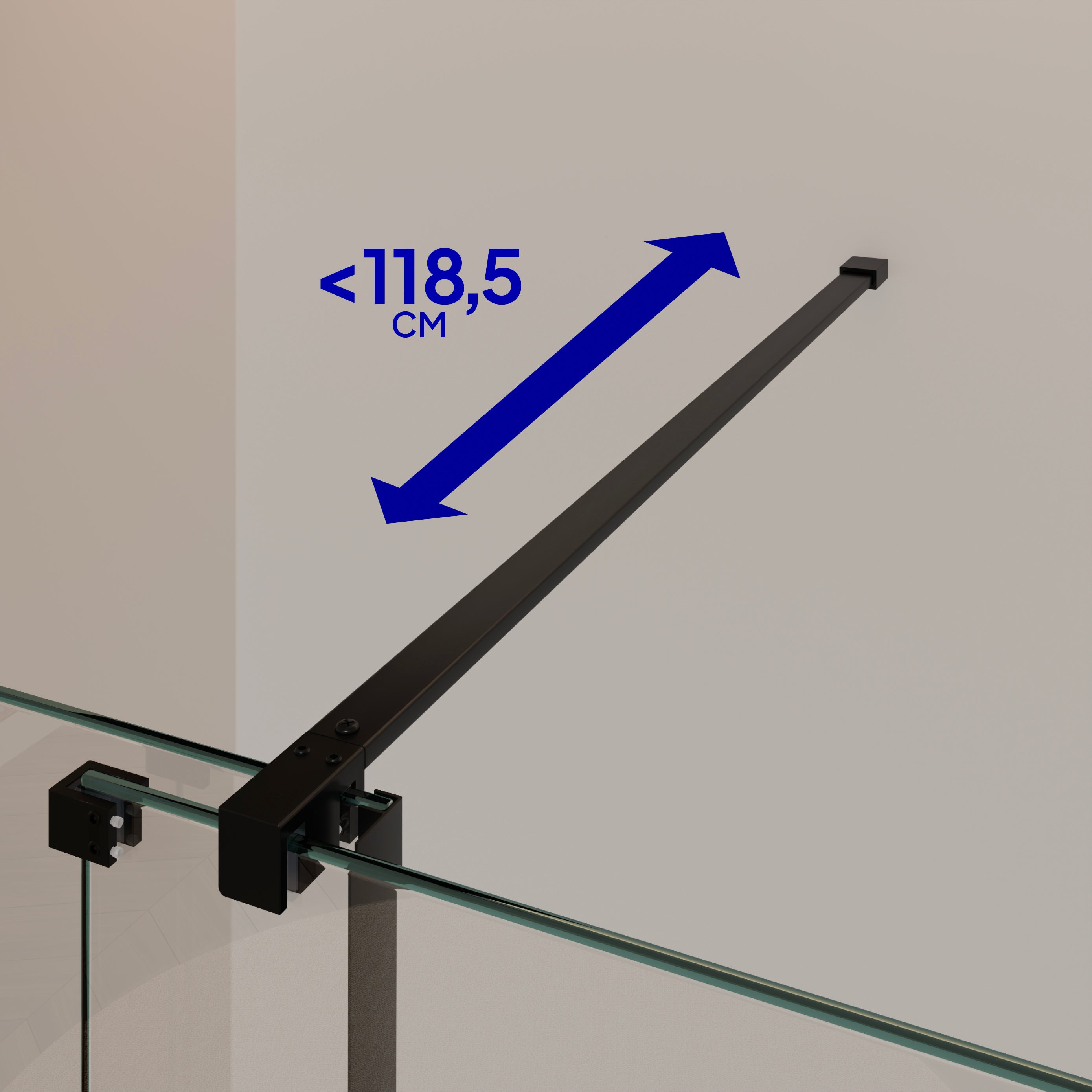 NADINE - Painel de Duche Walk-In em Vidro Temperado 8mm com Perfil Preto