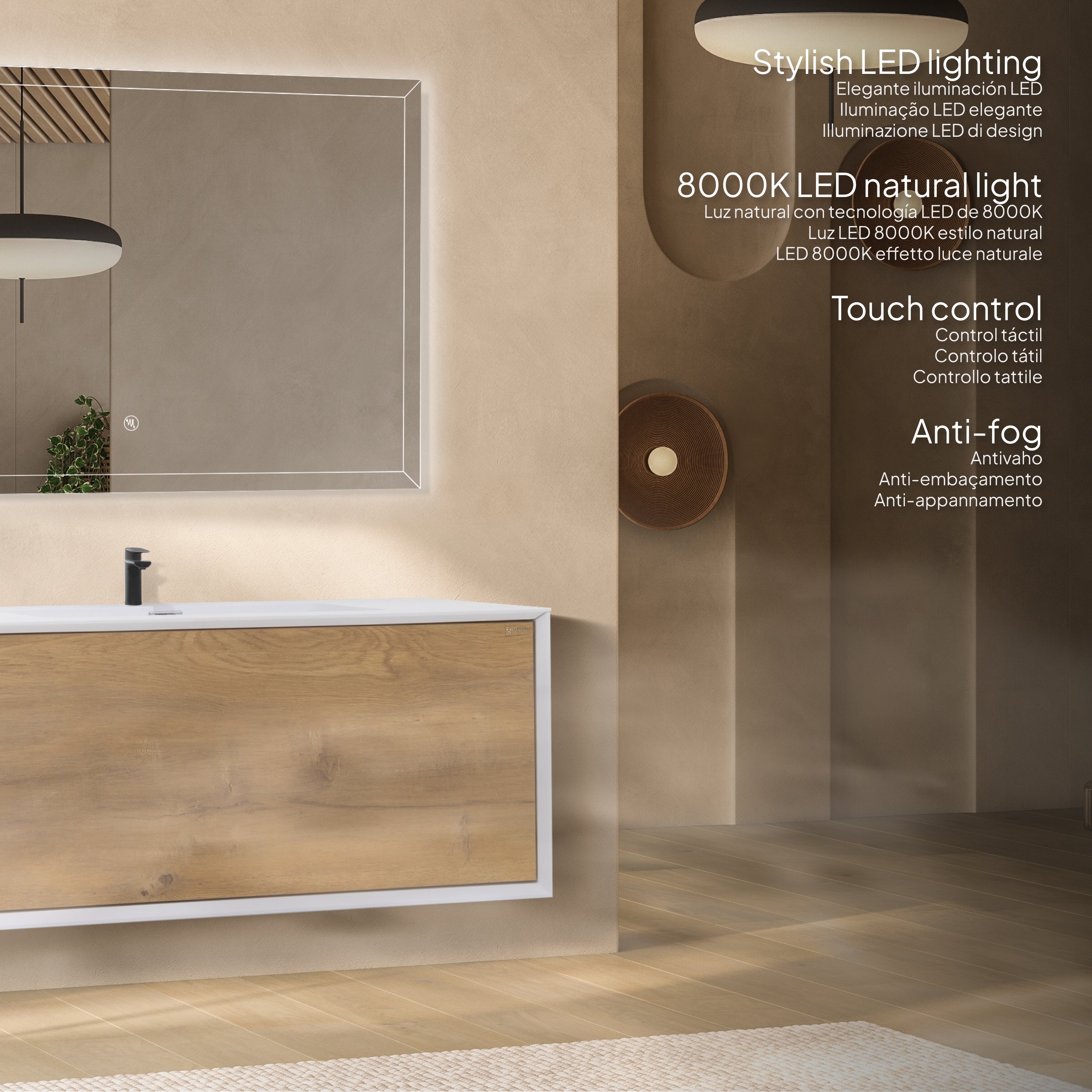 Hebe - Conjunto de Casa de Banho Suspenso - Disponível em 90 cm