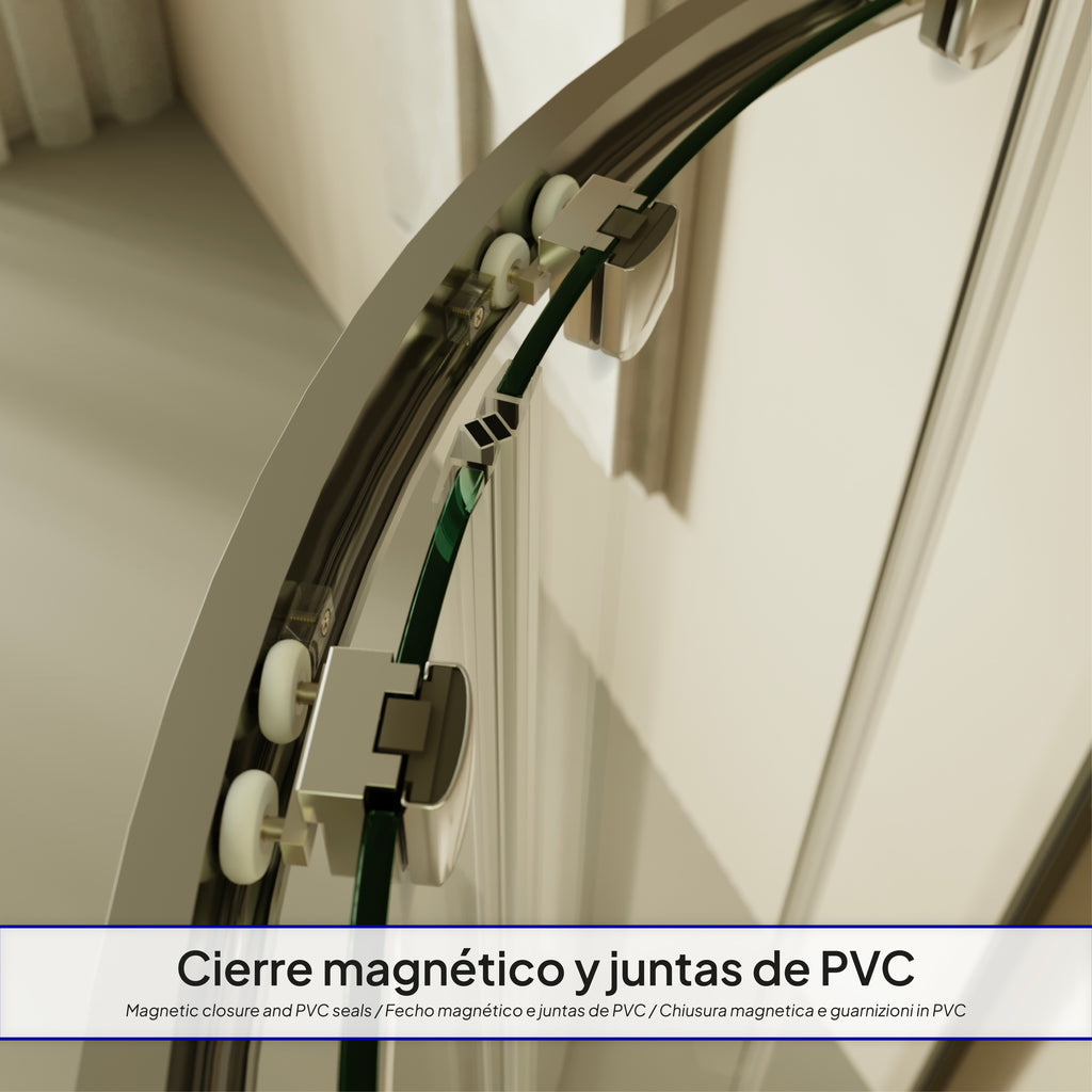 ELLA - Cabine de duche de quadrante em vidro transparente , portas deslizantes e perfis em aluminio