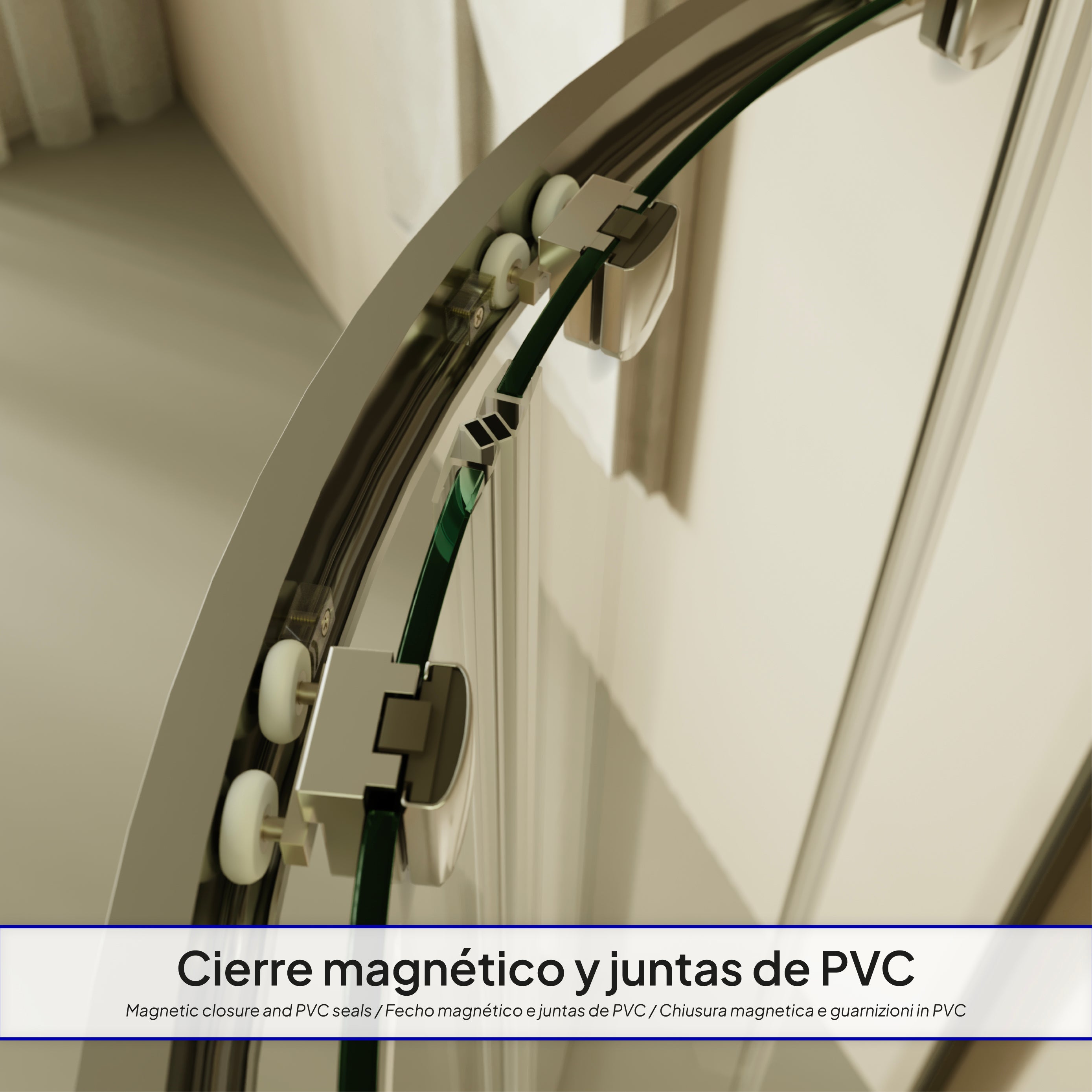 ELLA - Cabine de duche de quadrante em vidro transparente , portas deslizantes e perfis em aluminio