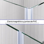 EMMA - Cabine de Duche (70-120 cm x 180-190 cm) com Vidro Meio Fosco 6mm - Entrada de Canto, Portas articuladas e Perfis em Inox