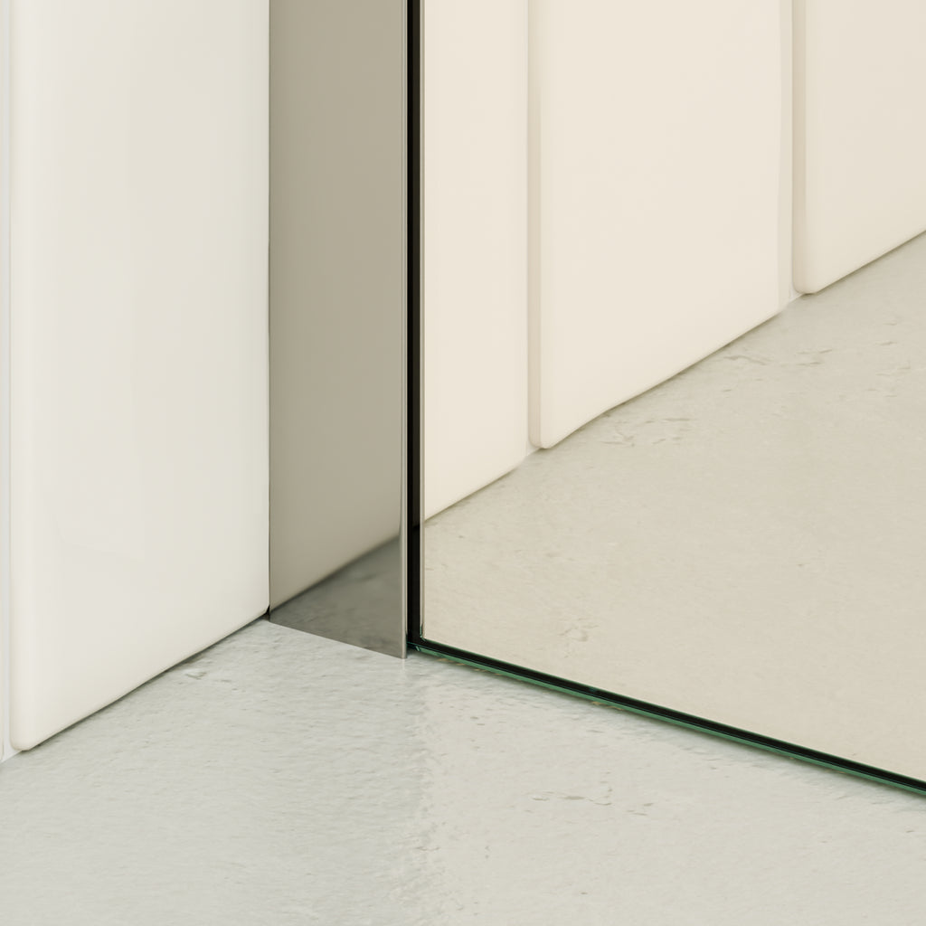 FIONA - Painel de Duche Walk-In com Painel Lateral Fixo 40 cm a 90º em Vidro Transparente 10mm com Perfil e Barra Estabilizadora Cromado