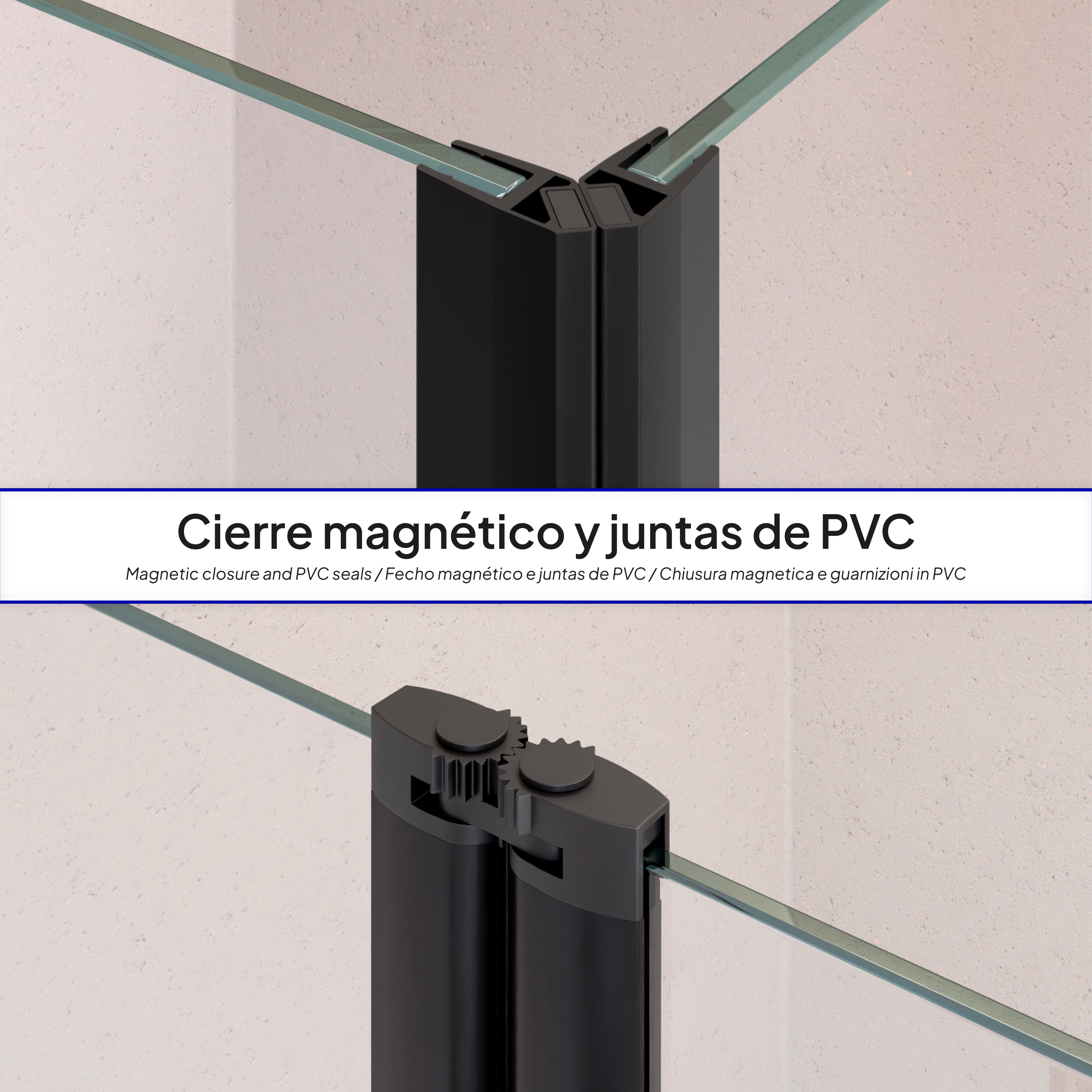 ALINA - Cabine de duche de entrada de canto com portas dobráveis em vidro temperado e perfis pretos