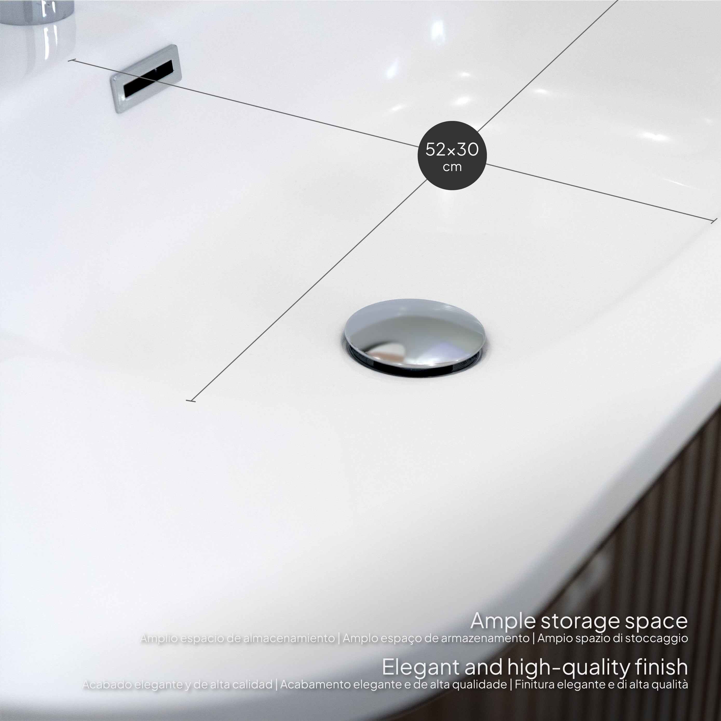 Maia Plus – Móvel de Lavatório Suspenso com Gavetas Soft-Close | 90 cm