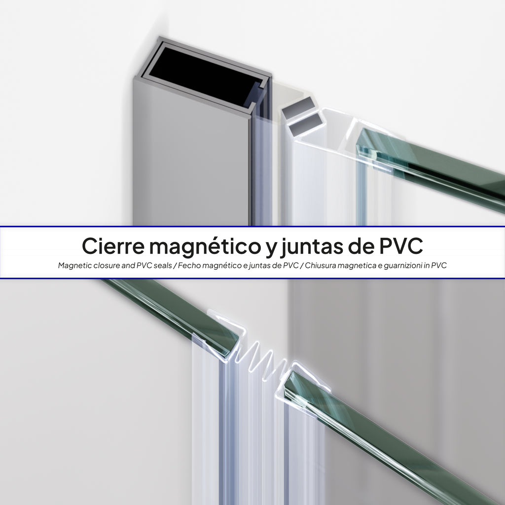 MILA - Porta dobrável em vidro temperado de 6 mm - Vários tamanhos