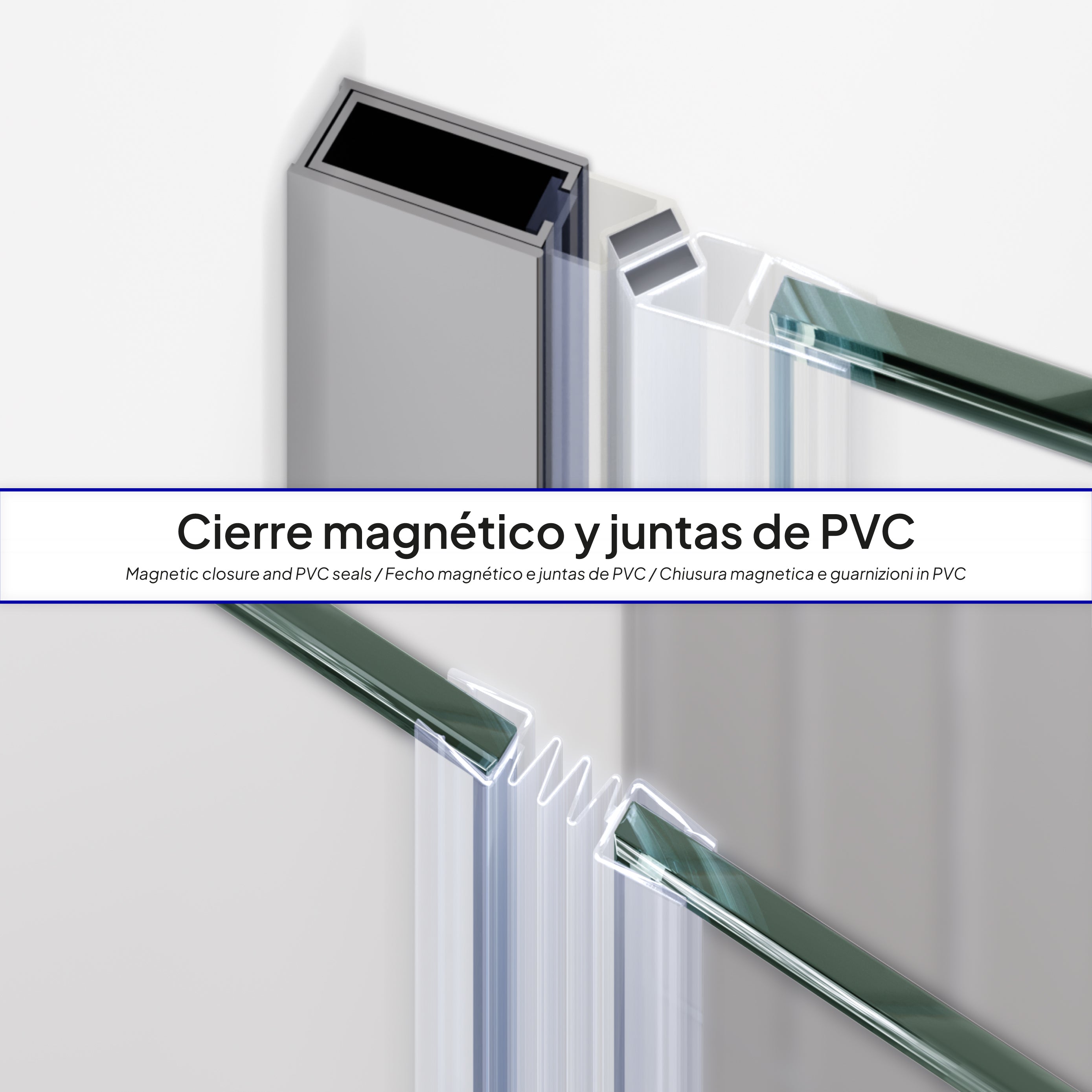 MILA - Porta dobrável em vidro temperado de 6 mm - Vários tamanhos