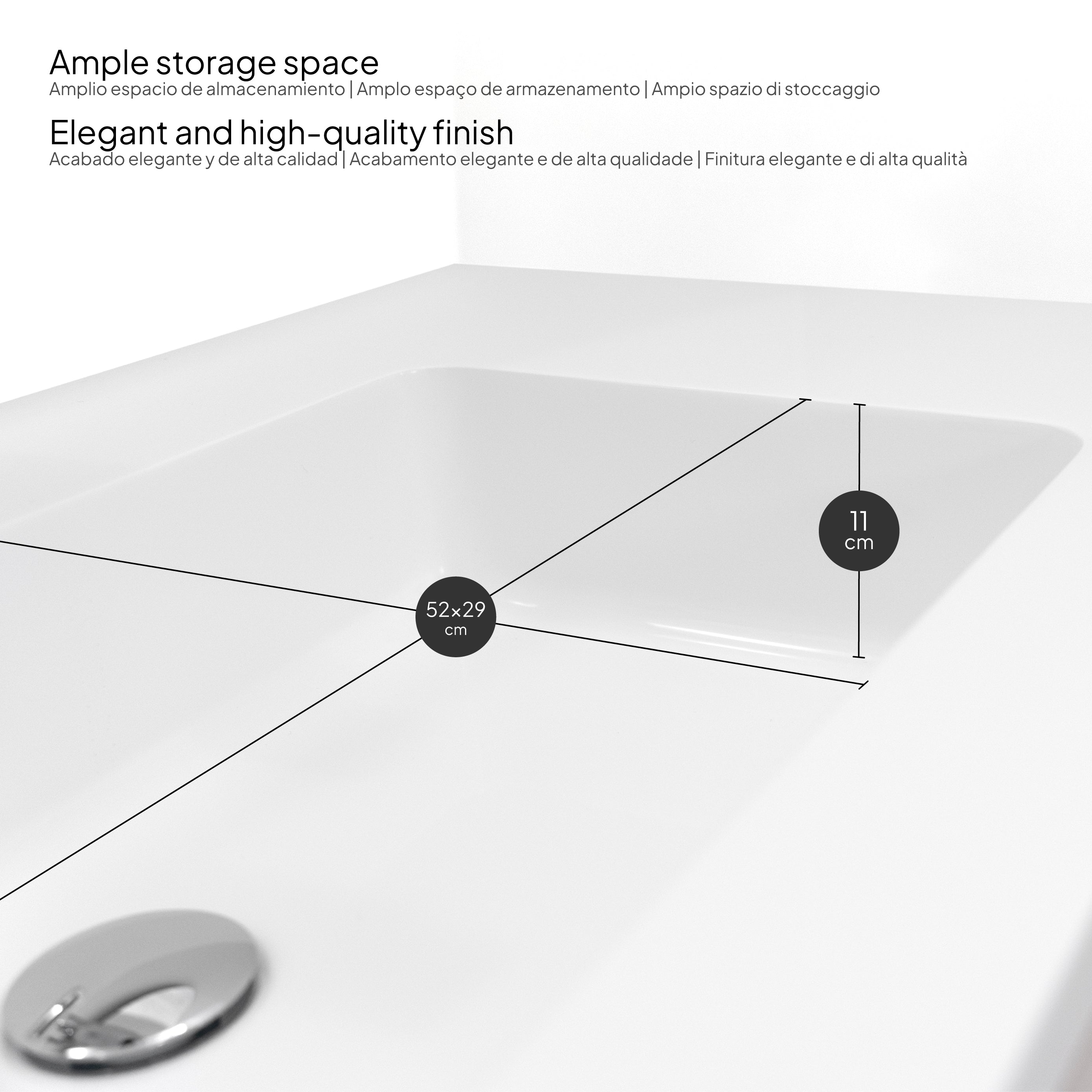 Nereia – Móvel de Lavatório Suspenso 120 cm com Gaveta Soft-Close
