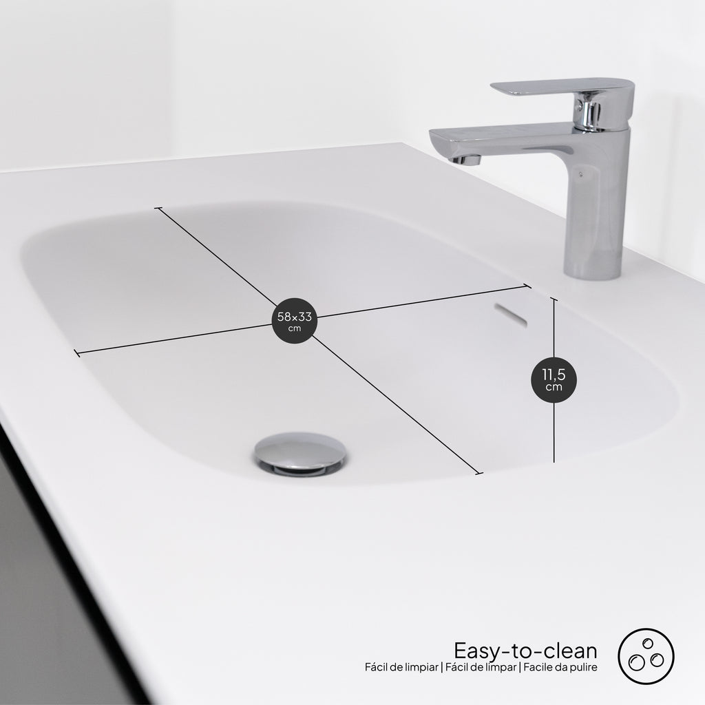 Dafne – Móvel de Lavatório Suspenso 120 cm em Preto Mate com Soft-Close