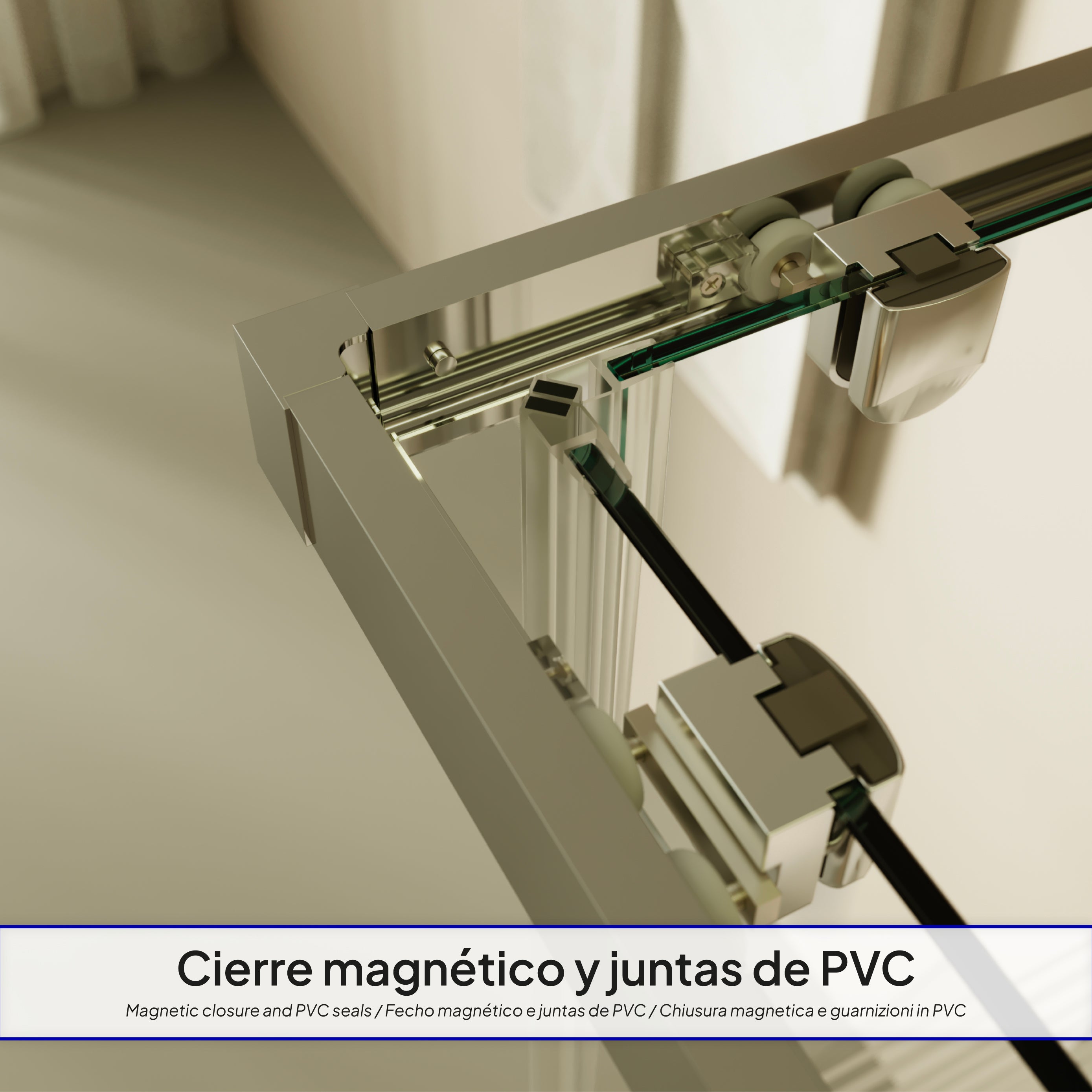 DIANA - Cabine de duche de entrada de canto com portas de correr em vidro temperado meio fosco