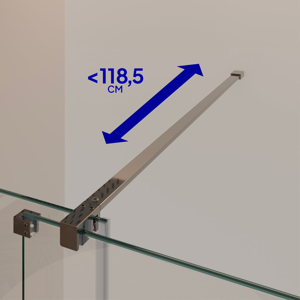 NADINE - Frontal de duche em vidro temperado transparente de 8mm e perfis cromados