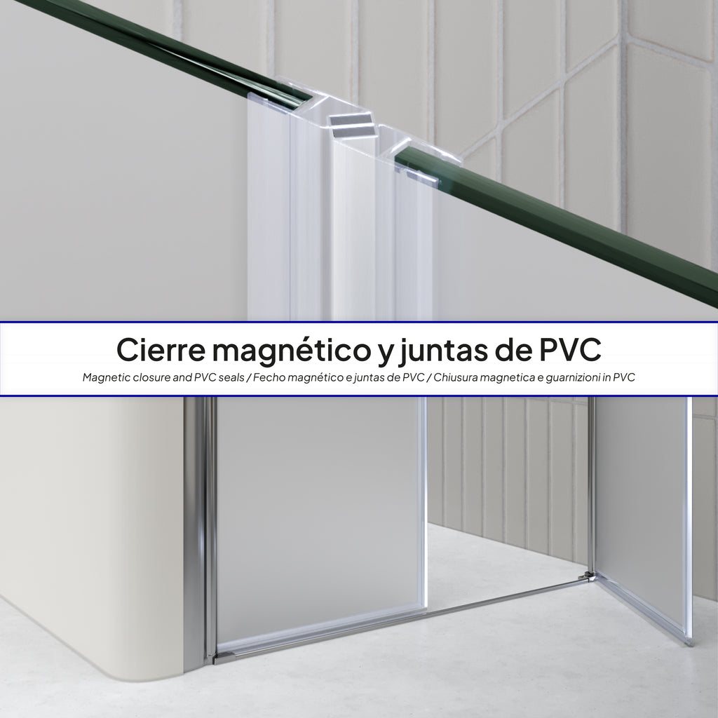 LIMA - Frontal de duche em vidro temperado fosco de 6 mm - Portas batentes