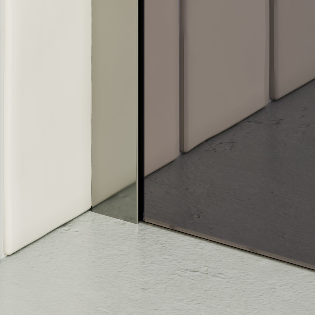 FIONA - Painel de duche Walk-In em Vidro Escurecido 10mm com perfil e Barra Estabilizadora Cromado