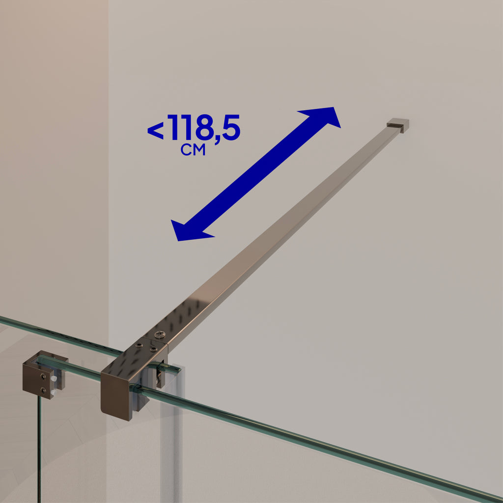 NADINE - Painel de Duche Walk-In em Vidro Temperado 8mm com Perfil cromado