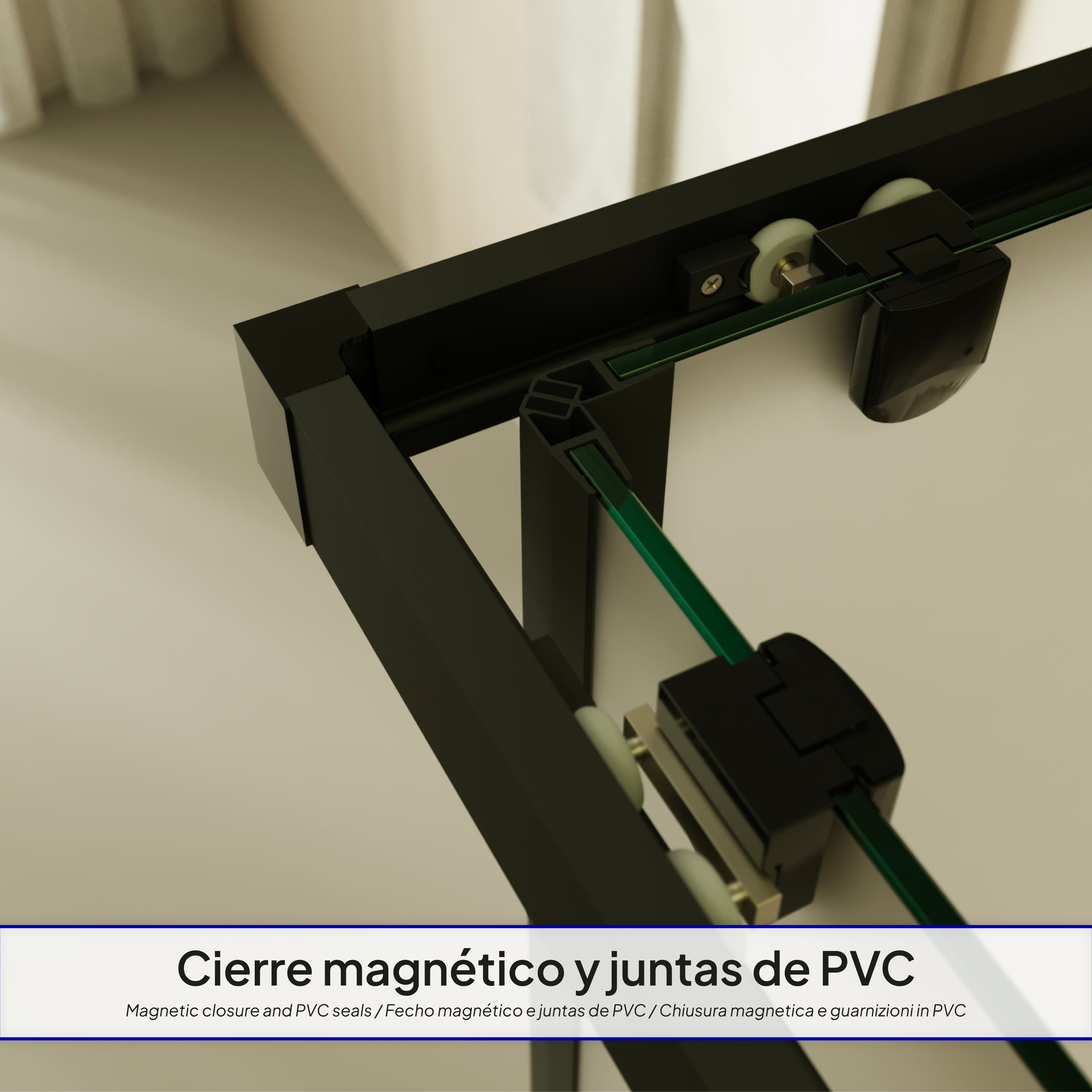 DIANA - Cabine de duche de entrada de canto com portas de correr em vidro fosco temperado