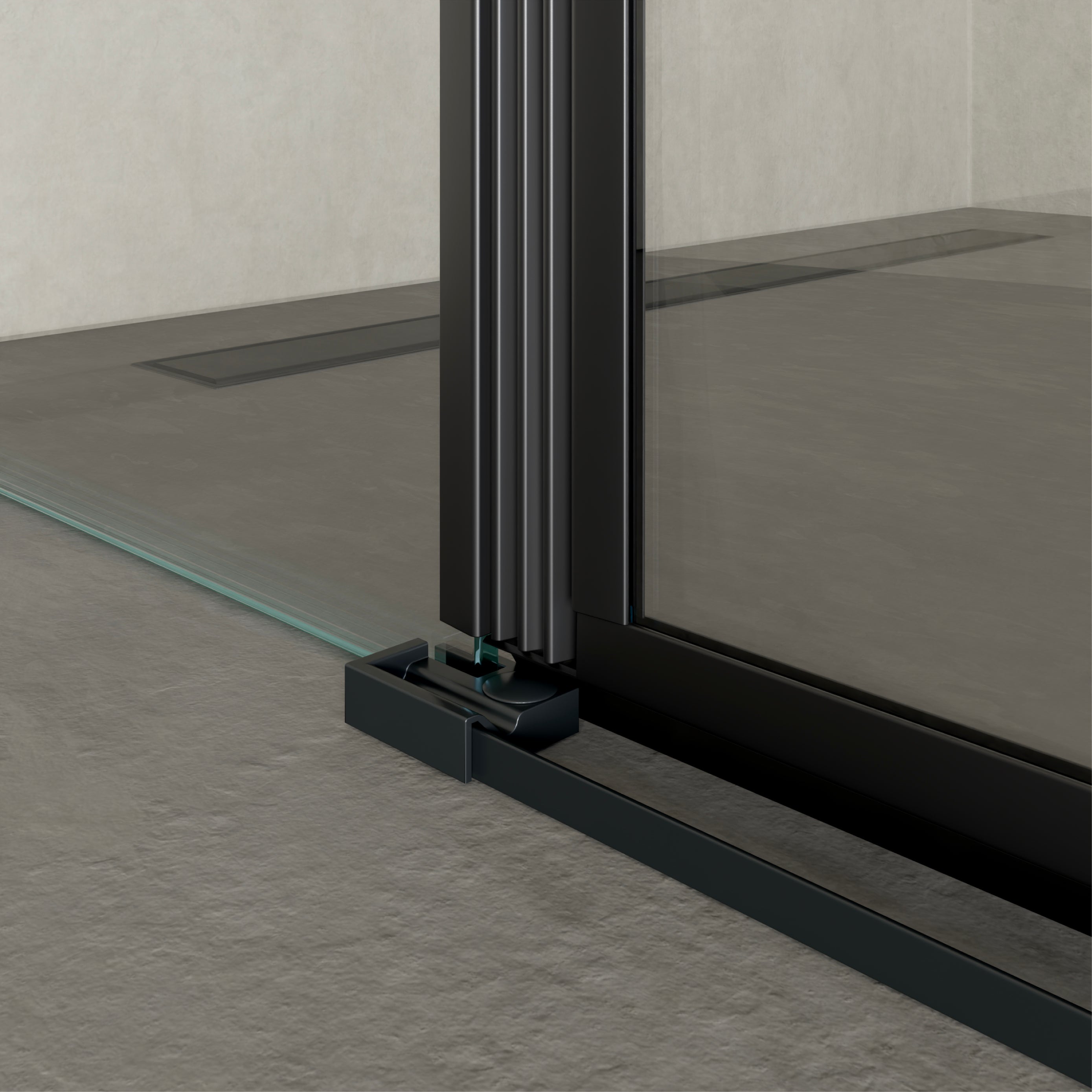 CELINE - Cabine de duche de canto com portas articuladas em vidro temperado e perfis pretos