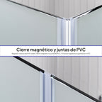 EMMA - Cabine de Duche (70-120 cm x 180-190 cm) com Vidro Fosco 6mm - Entrada de Canto, Portas articuladas e Perfis em Inox