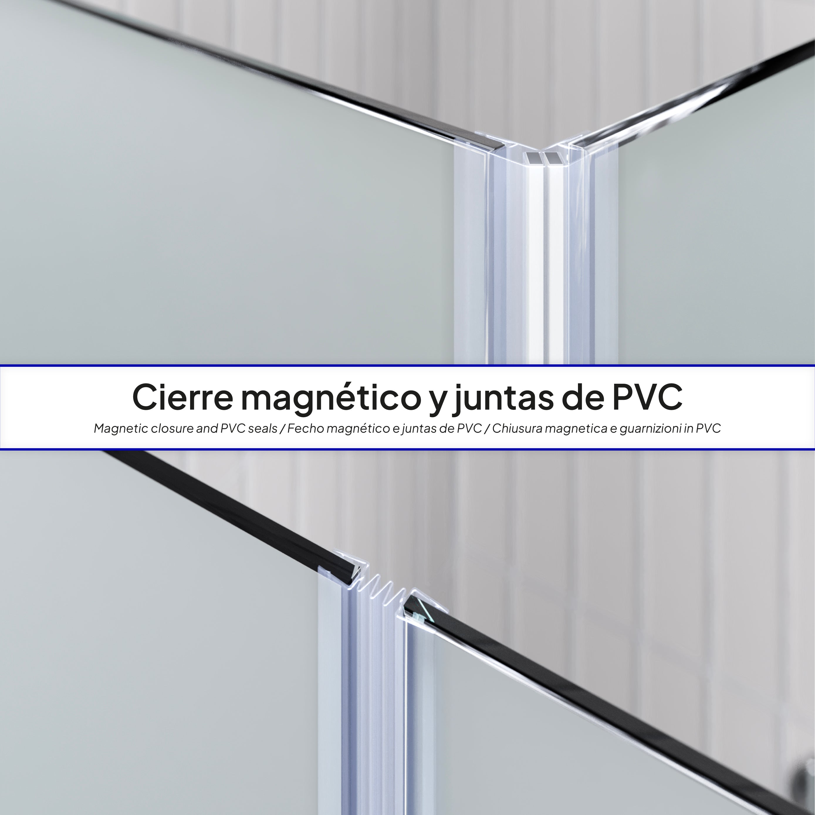 EMMA - Cabine de Duche (70-120 cm x 180-190 cm) com Vidro Fosco 6mm - Entrada de Canto, Portas articuladas e Perfis em Inox