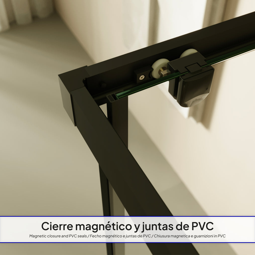 DORA - Cabine de duche com portas de correr em vidro temperado e com perfis em preto