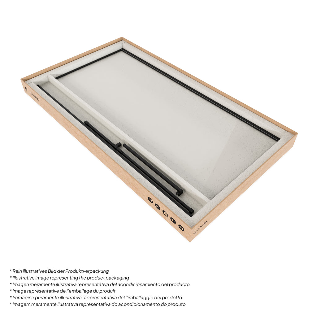 GIANNA – Painel de Duche Walk-In com 2 Painéis em Vidro Temperado e Perfil Preto com Barra Estabilizadora