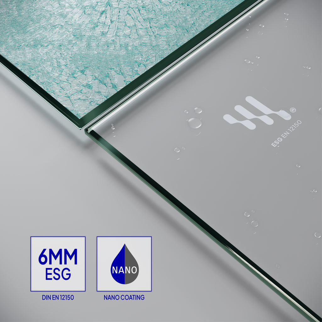 LIMA - Frontal de duche em vidro temperado transparente de 6 mm e portas batentes