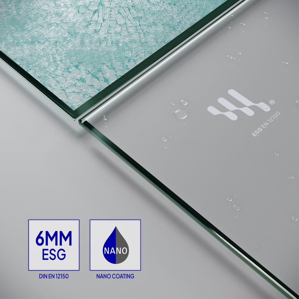 MILA - Porta dobrável em vidro temperado de 6 mm - Vários tamanhos