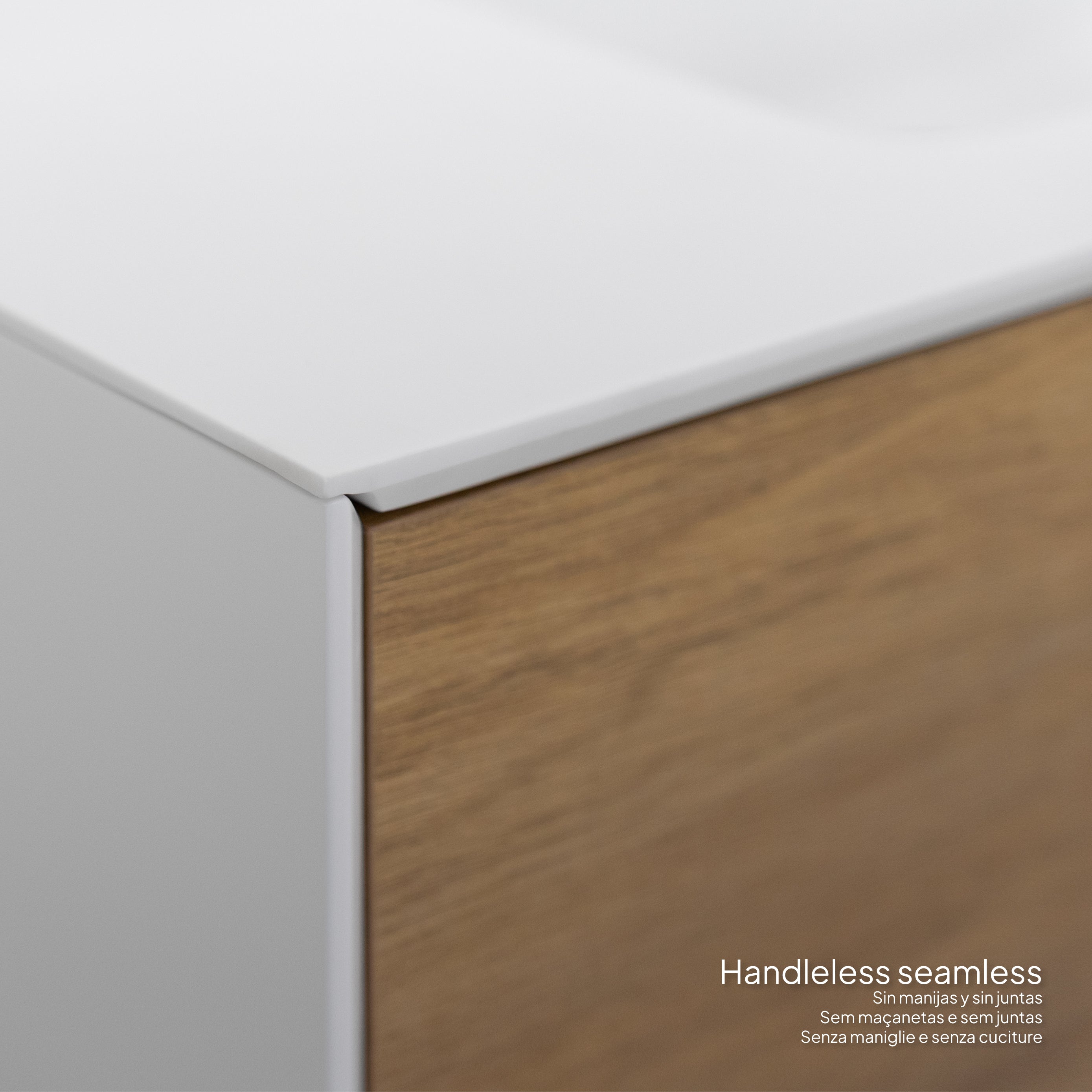 Hebe – Móvel de Lavatório Suspenso 90 cm Branco Mate/Carvalho com Soft-Close