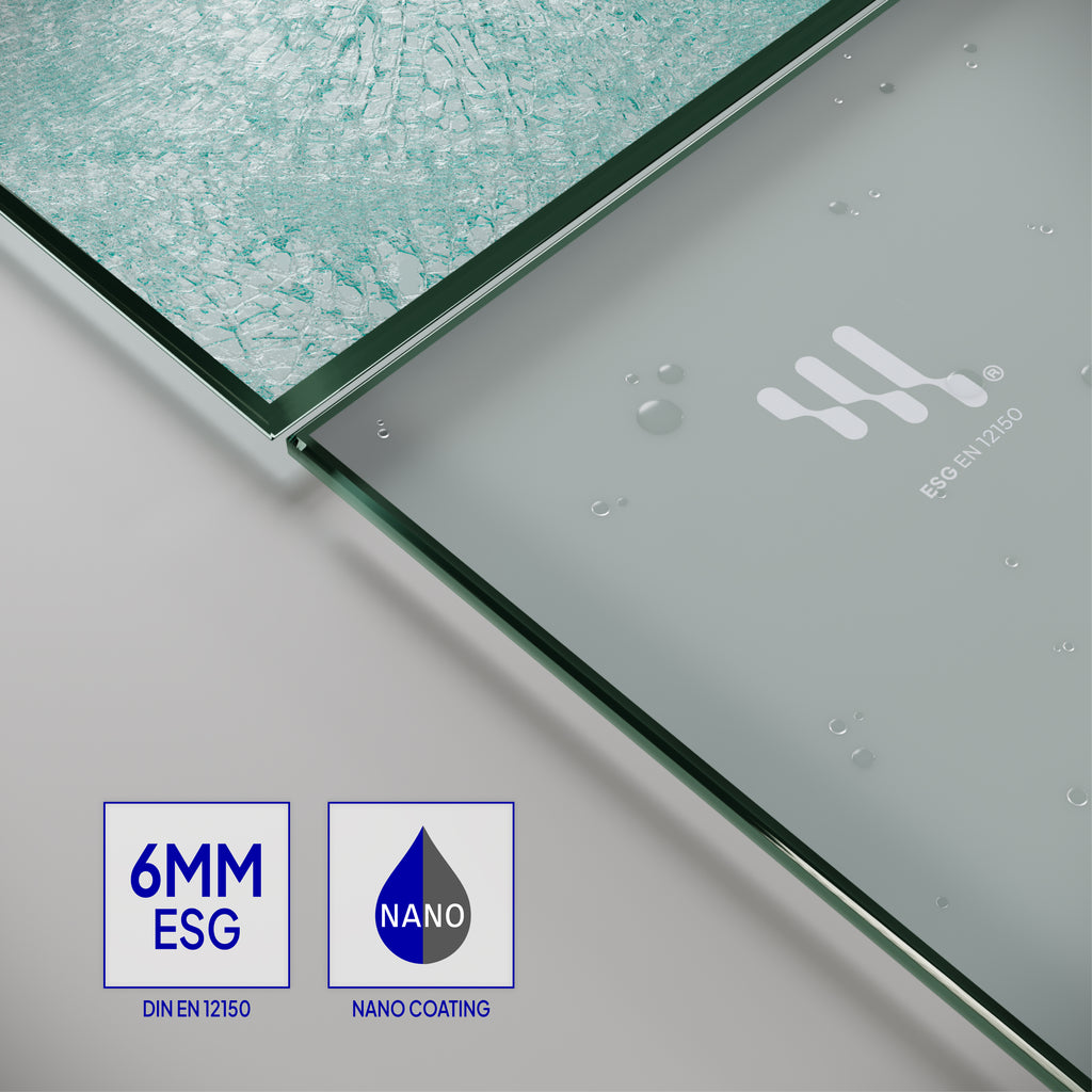 LIMA - Frontal de duche em vidro temperado fosco de 6 mm - Portas batentes