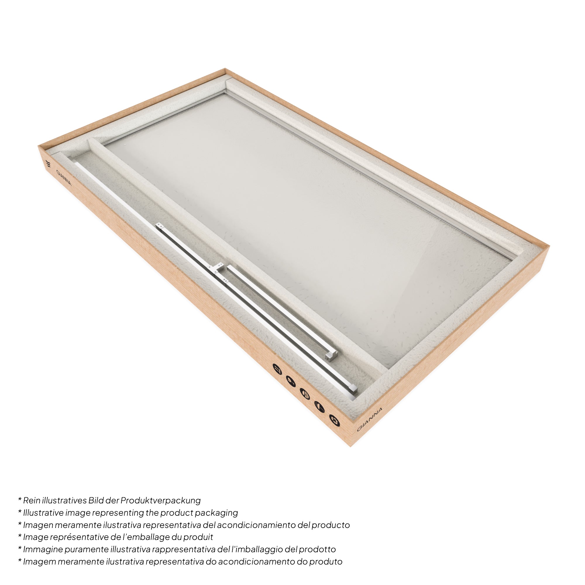 GIANNA – Painel de Duche Walk-In com 2 Painéis em Vidro Temperado e Perfil Cromado com Barra Estabilizadora