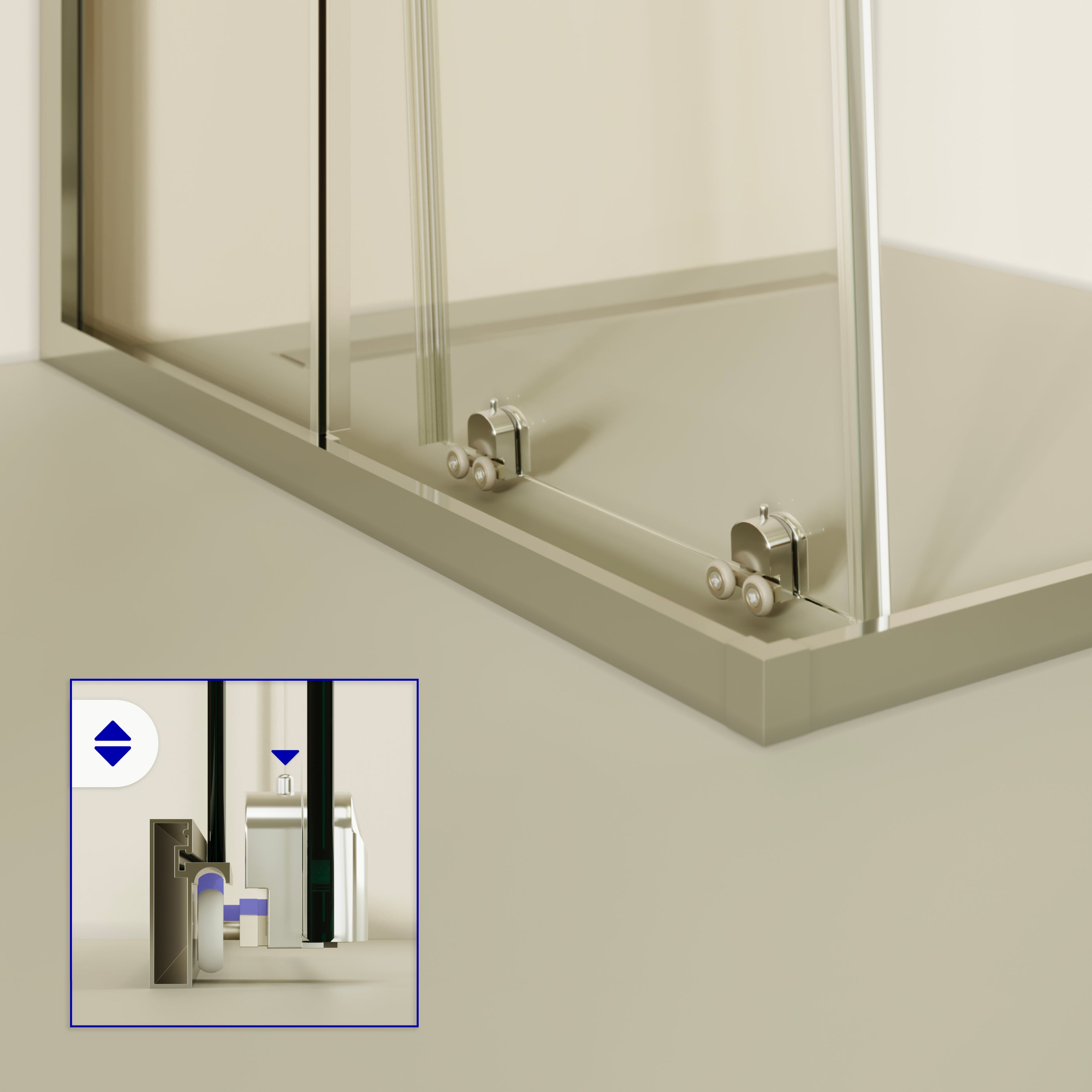 DIANA - Cabine de duche de entrada de canto com portas de correr em vidro temperado meio fosco