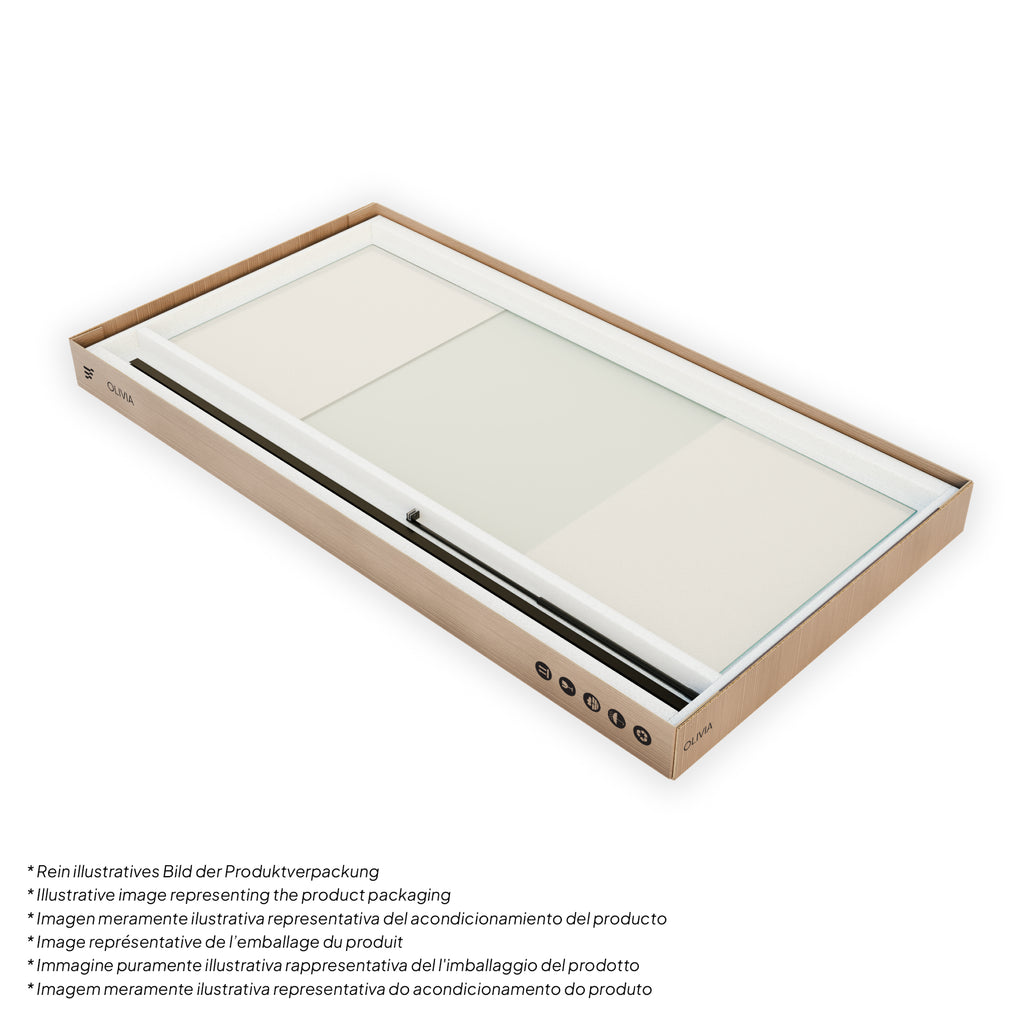 OLIVIA - Painel de Duche Walk-In em Vidro Meio Fosco 10mm com Perfil e Barra Estabilizadora Preto