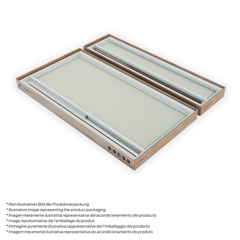 FIONA - Painel de Duche Walk-In com Painel Lateral Fixo 40 cm a 90º em Vidro Satinado 10mm com Perfil e Barra Estabilizadora Cromado