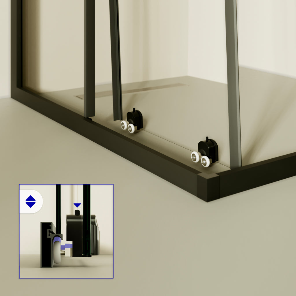 DORA - Cabine de duche com portas de correr em vidro temperado e com perfis em preto