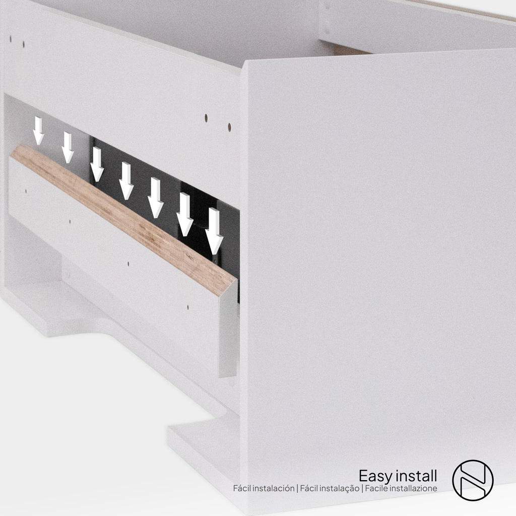 Hebe – Móvel de Lavatório Suspenso 90 cm Branco Mate/Carvalho com Soft-Close