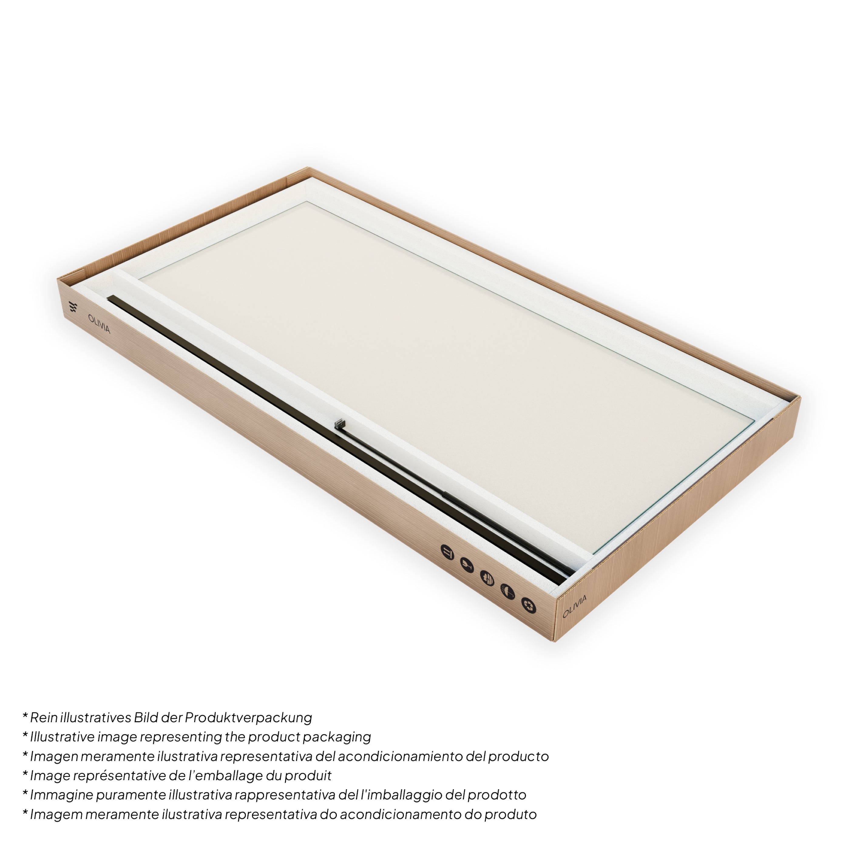 OLIVIA - Painel de Duche Walk-In em Vidro Fosco 10mm com Perfil e Barra Estabilizadora Preto