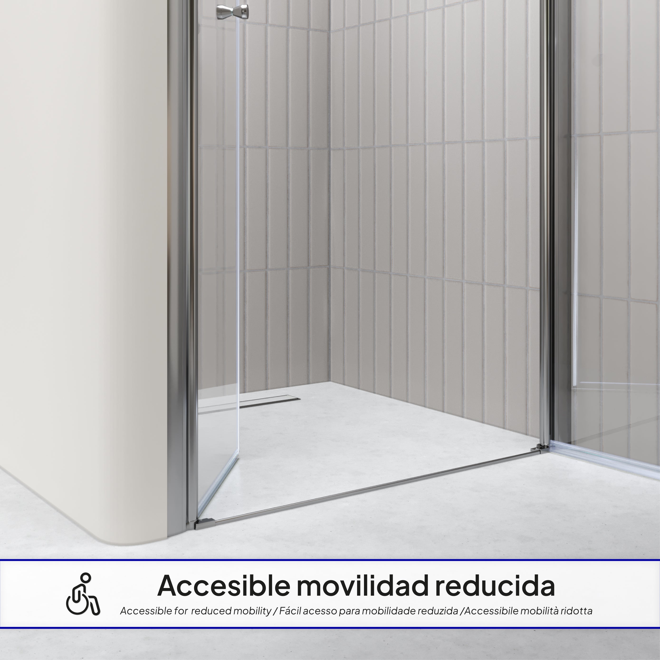 LIMA - Frontal de duche em vidro temperado transparente de 6 mm e portas batentes