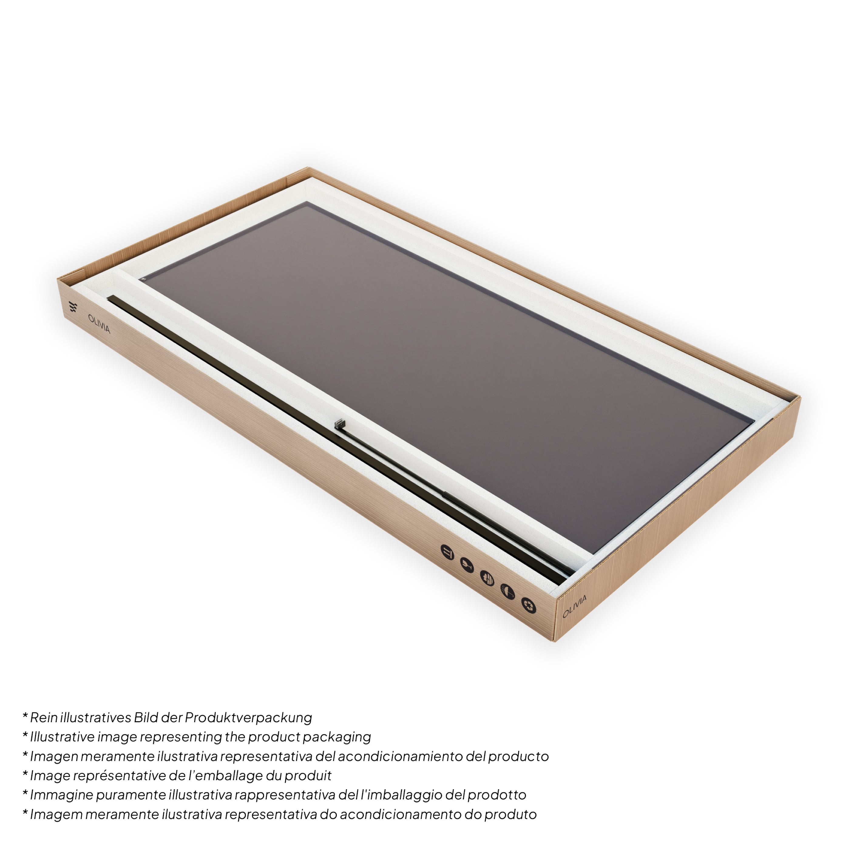 OLIVIA - Painel de Duche Walk-In em Vidro Escuro 10mm com Perfil e Barra Estabilizadora Preto