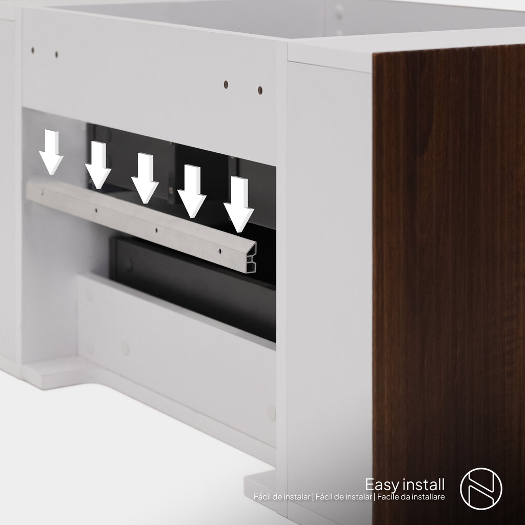 Maia – Móvel de Lavatório Suspenso com Gavetas Soft-Close | 90 cm | Branco Acanalado