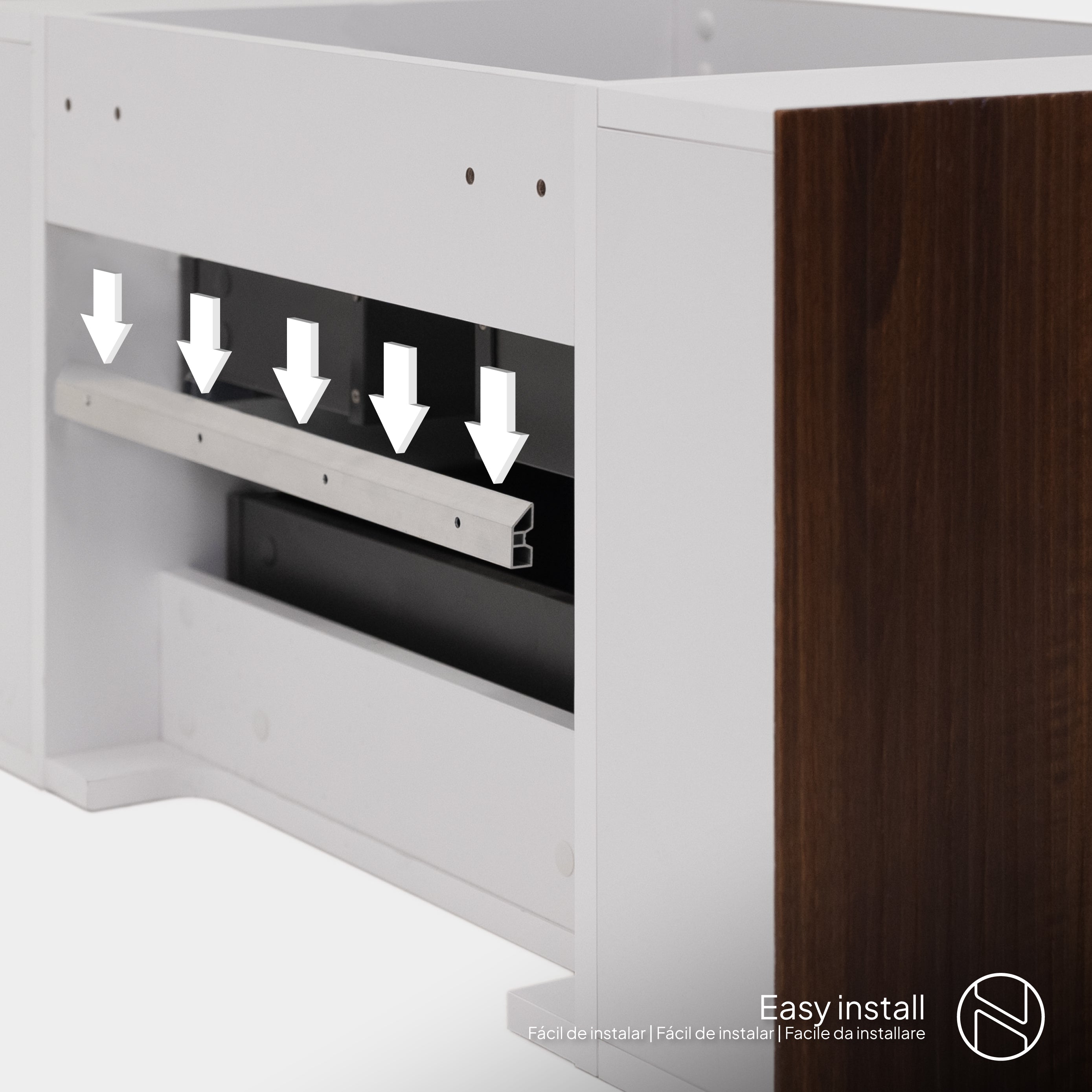 Maia – Móvel de Lavatório Suspenso com Gavetas Soft-Close | 90 cm | Branco Acanalado