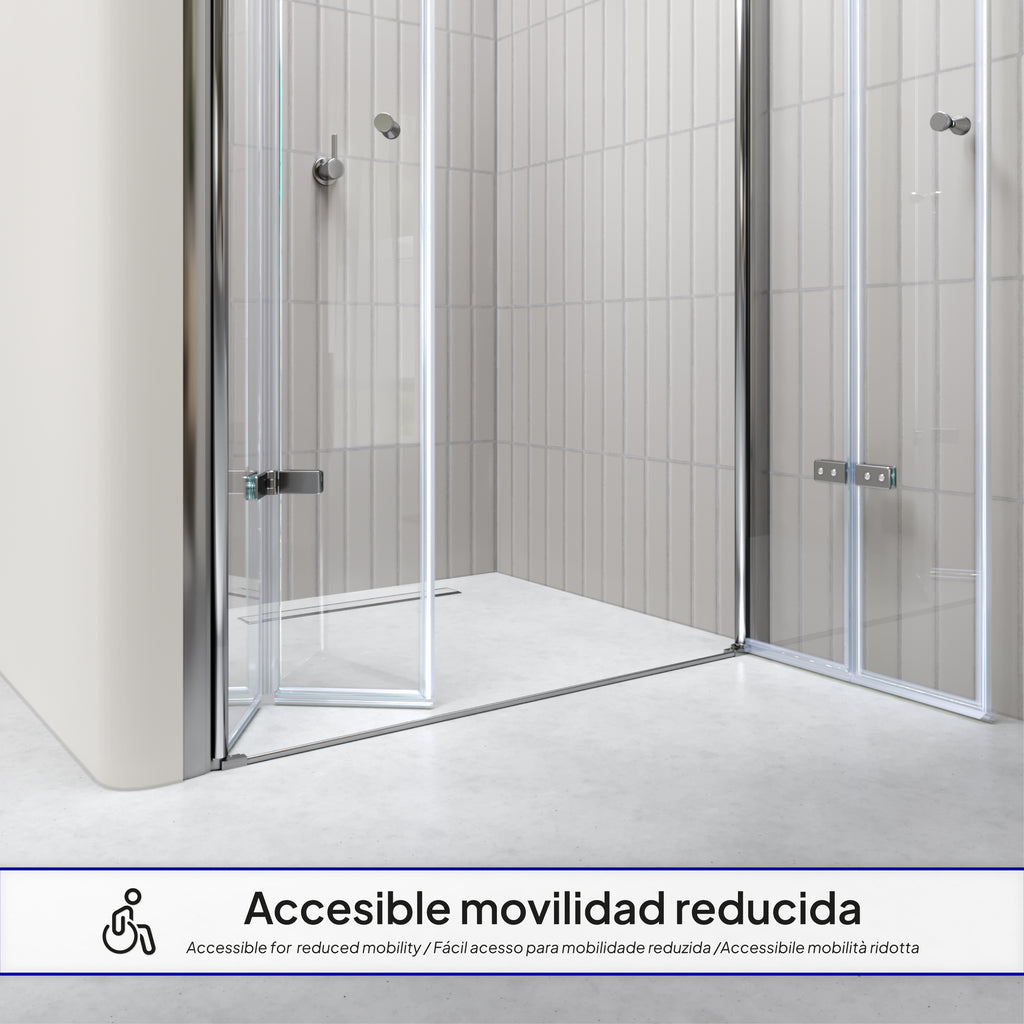 LENA - Frontal de duche com portas dobráveis em vidro temperado