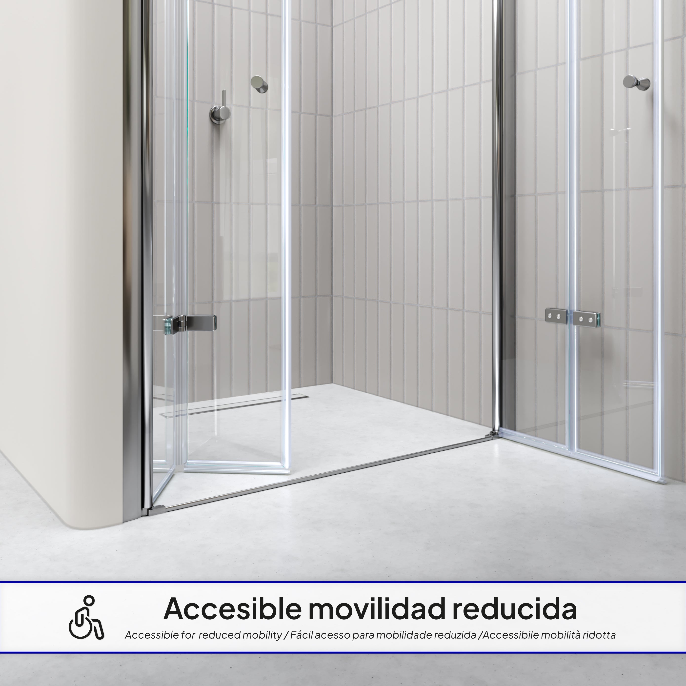 LENA - Frontal de duche com portas dobráveis em vidro temperado