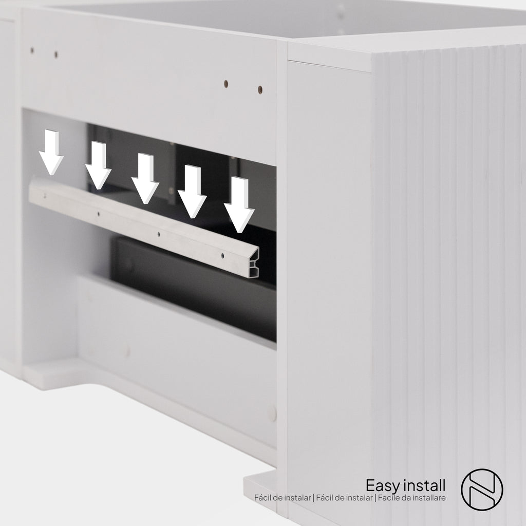 Maia – Móvel de Lavatório Suspenso com Gavetas Soft-Close | 90 cm | Branco Acanalado