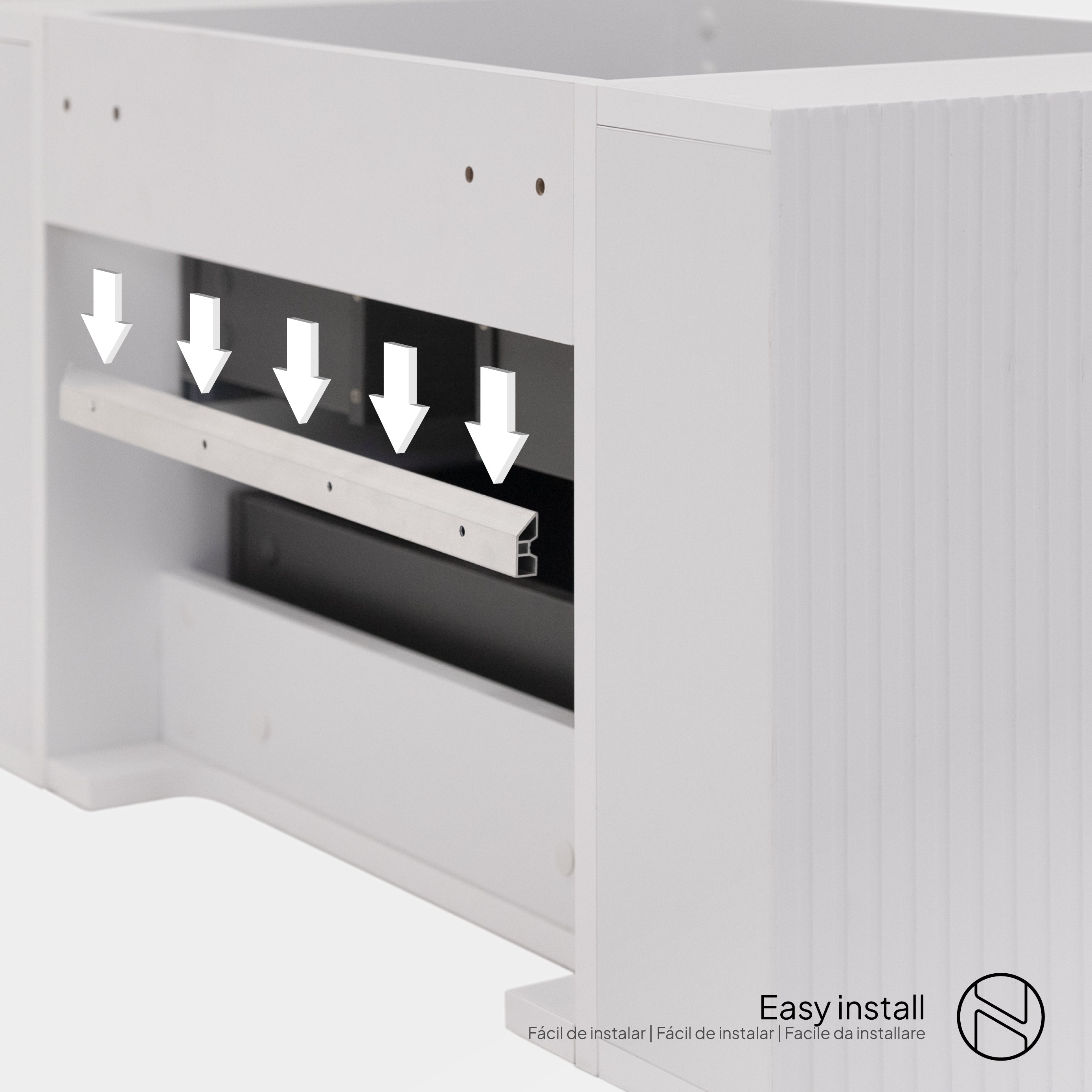 Maia – Móvel de Lavatório Suspenso com Gavetas Soft-Close | 90 cm | Branco Acanalado