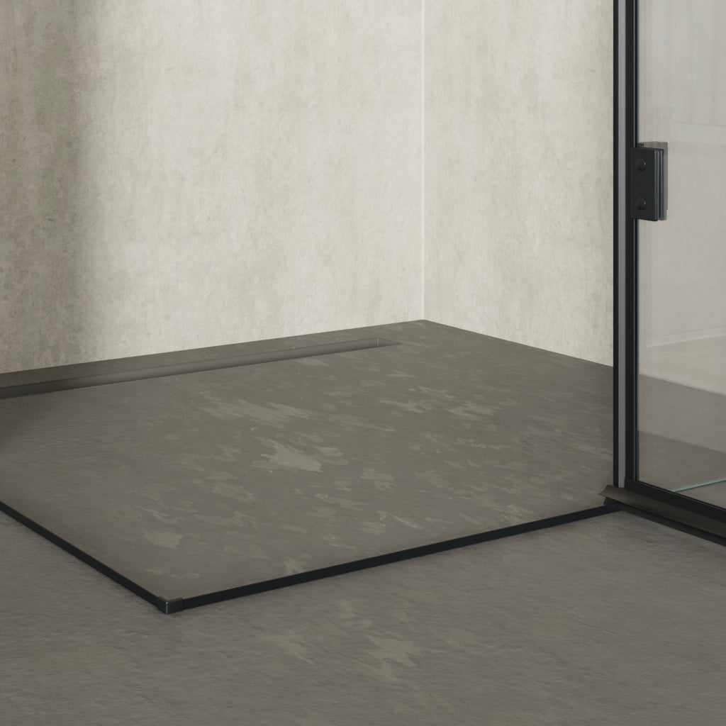 CELINE - Cabine de duche de canto com portas articuladas em vidro temperado e perfis pretos