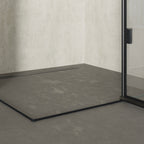 CELINE - Cabine de duche de canto com portas articuladas em vidro temperado e perfis pretos